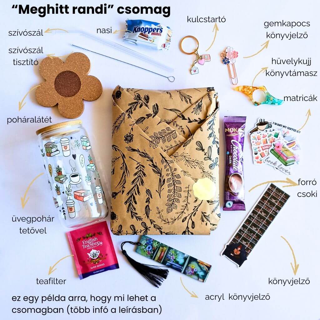 Vakrandi egy konyvvel poharral es poharalatettel midi ajandekcsomag mi van benne